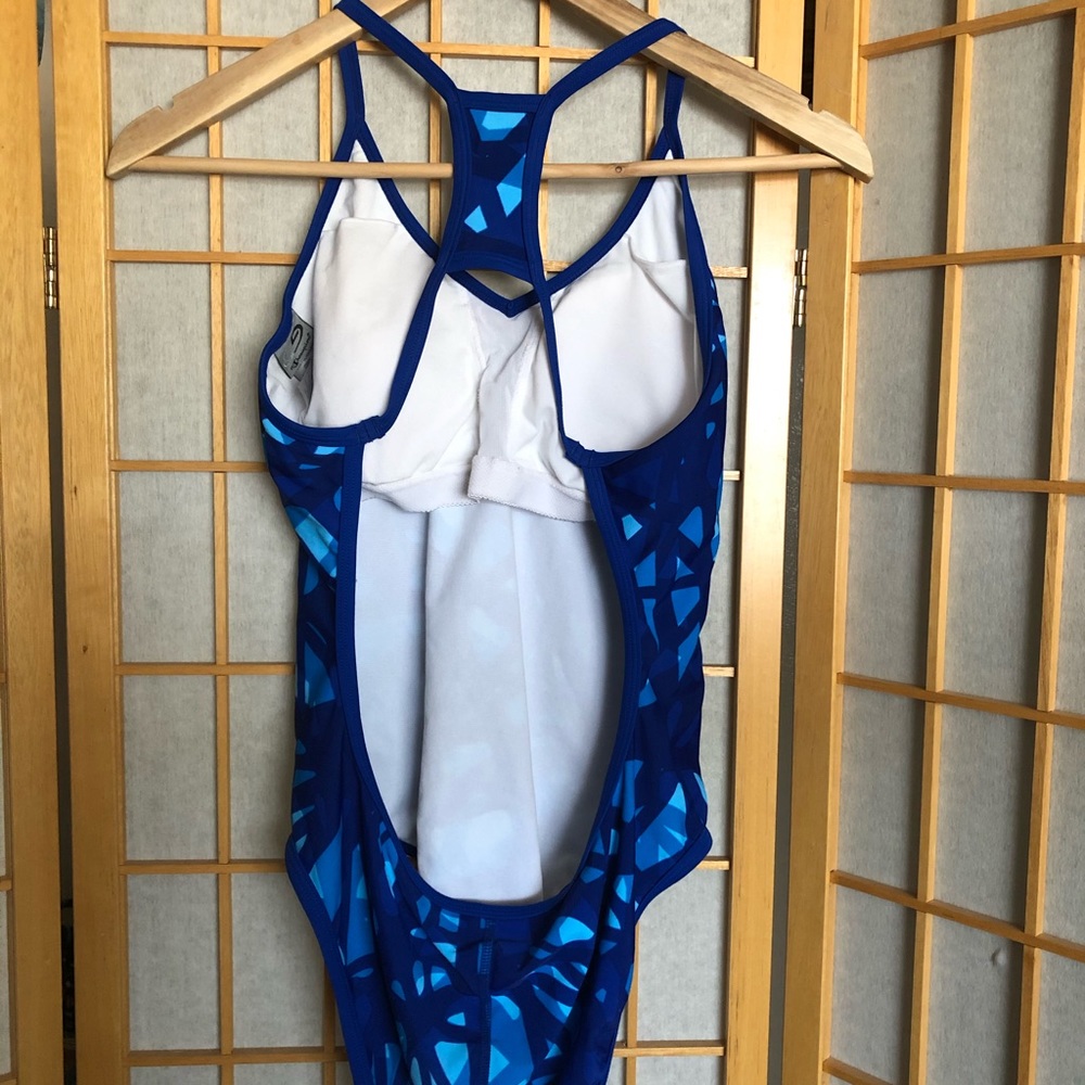 Champion blue graphic  racerback tank swimsuit L - Picture 2 of 4